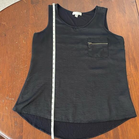 Kenar Womens Medium Tank Top Zipper Breast Pocket Scoop Neck Black Style 114716 - Picture 8 of 8